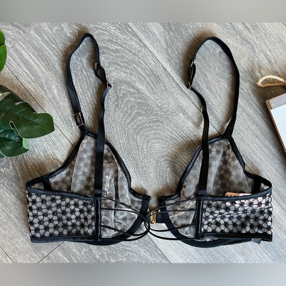 Victoria’s Secret black starburst unlined Demi bra high waisted thong panty NWT! - Picture 6 of 11